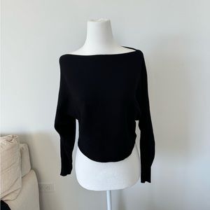 Slouchy black off shoulder top